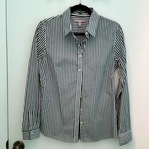 Banana Republic Non-Iron Fitted Black&White Blouse